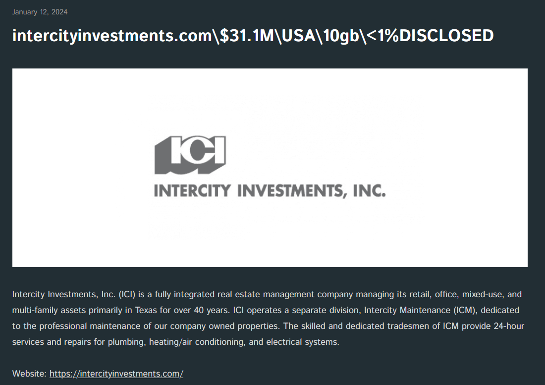 Intercity Investments