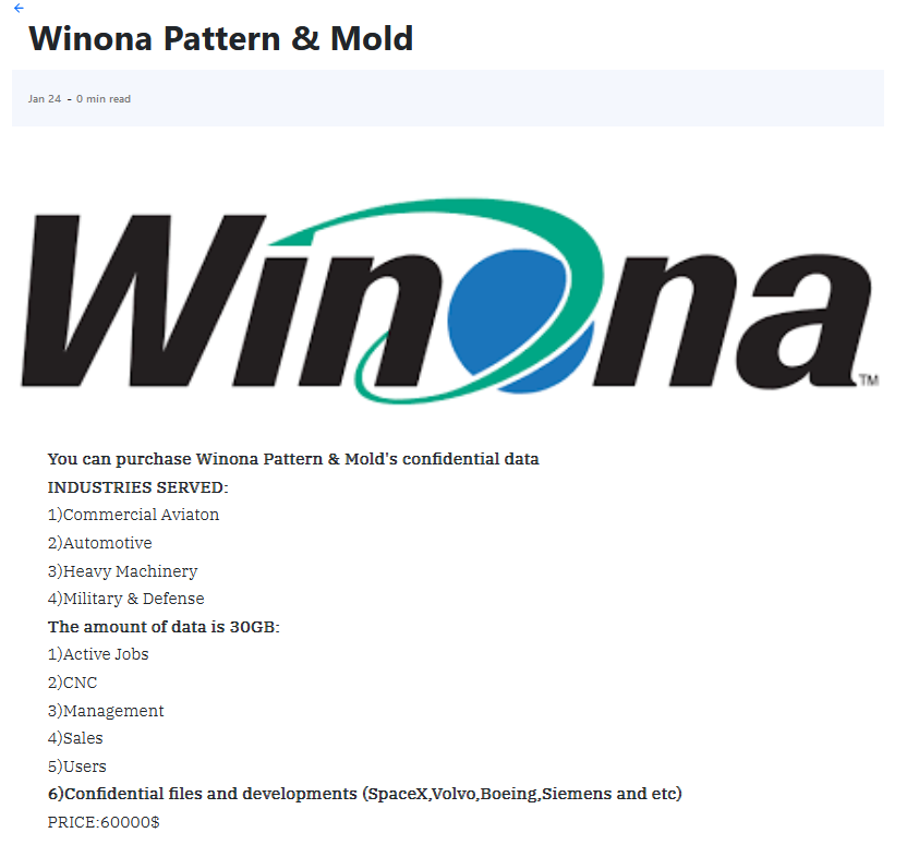 Winona Pattern & Mold