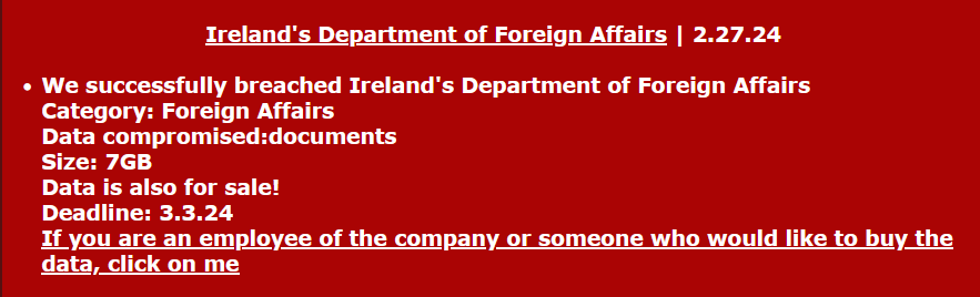 Ireland's Department of Foreign Affairs